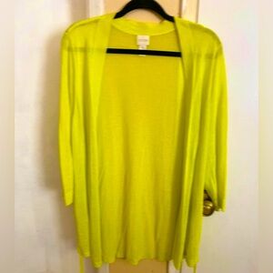 Chico’s  Women's Chartreuse cover up /cardigan size (3) 16